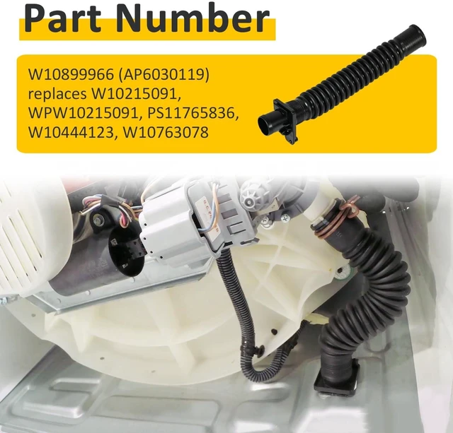 Alt view image 3 of 5 - W10899966 W10763078 For Whirlpool Washer Discharge Hose W10215091 WPW10215091 W10444123 4454560, PS11765836 Internal Drainage Hose Replace part number