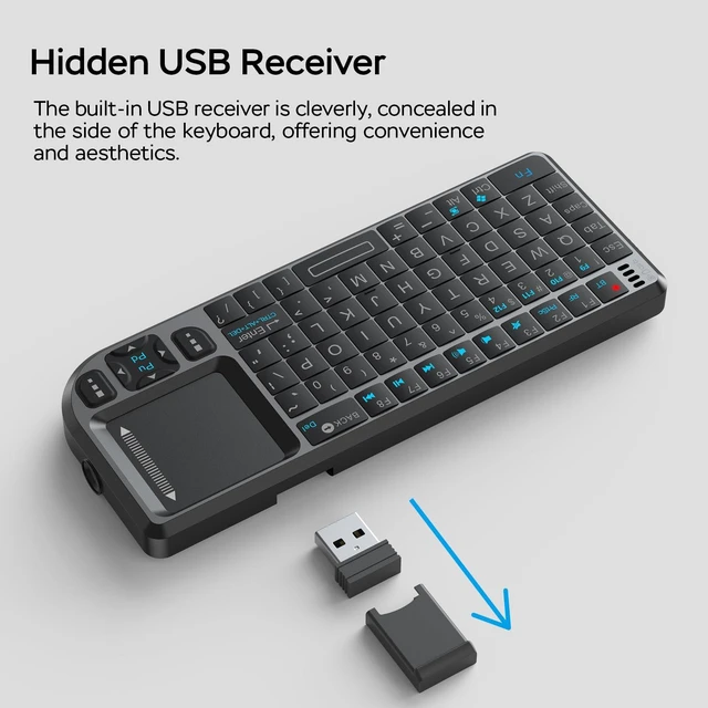 Alt view image 5 of 5 - K808 Mini Keyboard with Touchpad, 2.4G + BT, with 7-Color Backlight