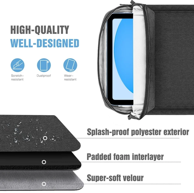 Alt view image 5 of 5 - TiMOVO 9-11" Tablet Sleeve Bag Carrying Case with Strap, Black & Grey