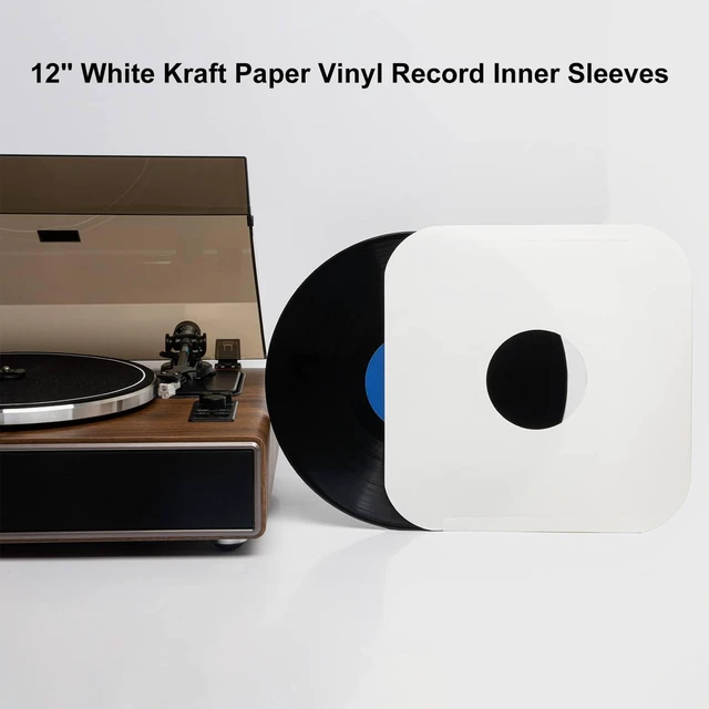 Alt view image 5 of 5 - 100ct 12-Inch Vinyl-Record Inner Sleeves - Made from Heavyweight White Kraft Paper, Album Covers with Round Corners for 33 RPM, Center Hole, Record Jackets to Protect The Collection of LPs & Singles
