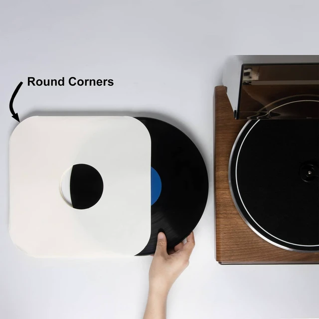 Alt view image 3 of 5 - 100ct 12-Inch Vinyl-Record Inner Sleeves - Made from Heavyweight White Kraft Paper, Album Covers with Round Corners for 33 RPM, Center Hole, Record Jackets to Protect The Collection of LPs & Singles
