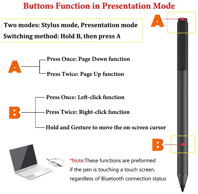Alt view image 5 of 5 - Tilt Pen for HP Tilt Pen SPEN-HP-03(2MY21AA),Support Presentation Mode,Compatible with HP Spectre X360 Envy X360 Pavilion X360 Laptop for Window 10(Dark Ash Silver)