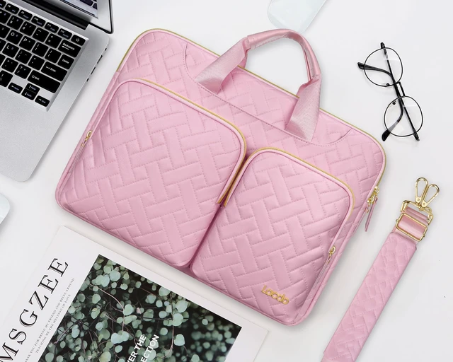 Alt view image 3 of 5 - Lacdo 360 Protective Laptop Shoulder Bag for 15 inch New MacBook Air M5/A3448 (2026), M4 A3241 2025, M3 A3114, M2 A2941 2024-2023, 15 inch MacBook Pro A1990 A1707, Computer Case Bag, Sakura Pink