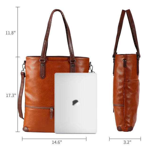 Alt view image 5 of 5 - Laptop Tote Bag, Leather Work Tote for Computer Bag Waterproof Lightweight Shoulder Bag Purse Handbag Crossbody Bag