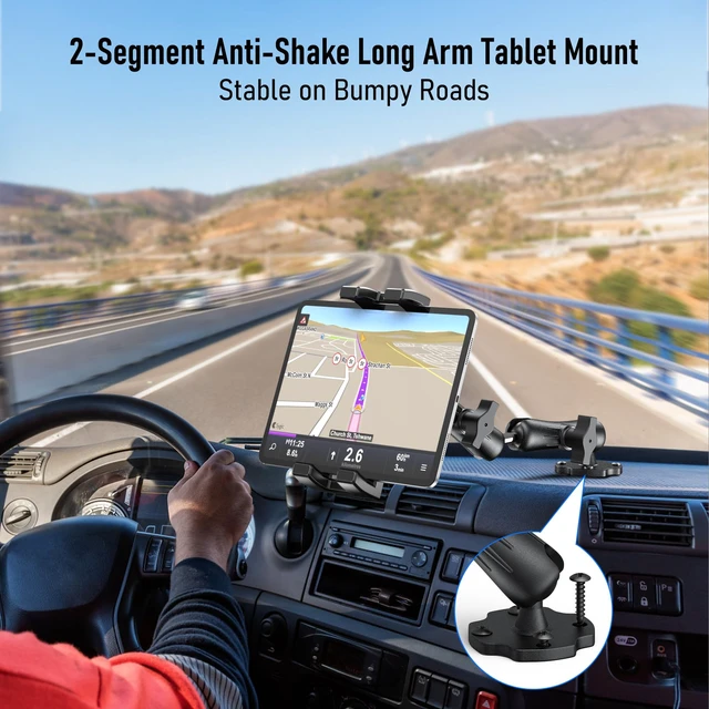 Alt view image 2 of 5 - Aluminum Heavy Duty Tablet Mount Car Holder Dashboard for Truck and Vehicle