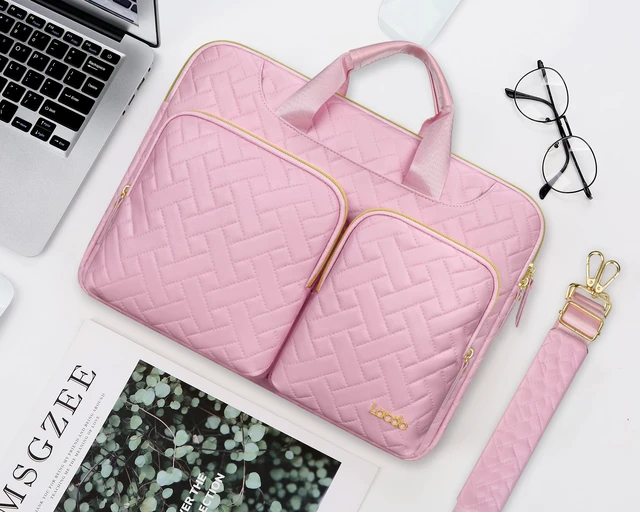 Alt view image 3 of 5 - Lacdo 360 Protective Laptop Shoulder Bag for 13 inch New MacBook Air M5 A3449 (2026), M4 A3240 2025, M3 A3113, M2 A2681, M1 A2337 A2179 A1932 ^^ 13 inch MacBook Neo A18 Pro A3404 (2026), Sakura Pink