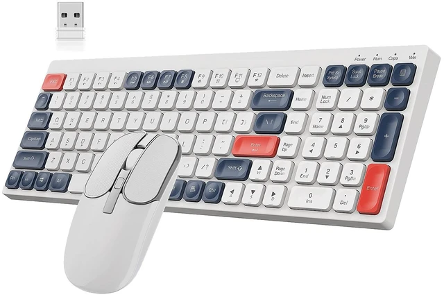 Main image of Bluetooth Wireless Keyboard and Mouse Combo Tri-Mode (BT5.1+BT5.1+2.4GHz) Type-C Rechargeable Cordless Keyboard Mouse, Ultra-Thin Full-Size Keyboard and Mouse for Laptop/Mac/iPad/Chromebook Gre