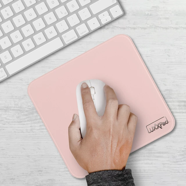 Alt view image 2 of 5 - Glassboard Studio LuxxPad Glass Mouse Pad - Mouse Pad Gaming and Dry Erase Note Taking Pad, Tempered Strong Glass with Rubber Non-Slip Feet for Gaming & Work (Blush Pink, 7.5" x 8")