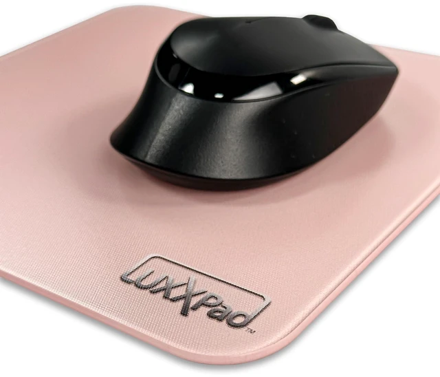 Alt view image 5 of 5 - Glassboard Studio LuxxPad Glass Mouse Pad - Mouse Pad Gaming and Dry Erase Note Taking Pad, Tempered Strong Glass with Rubber Non-Slip Feet for Gaming & Work (Blush Pink, 7.5" x 8")