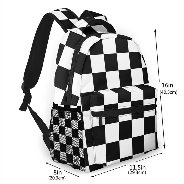 Alt view image 2 of 5 - Gesey-R4T Black White Race Checkered Flag Pattern Casual School Backpack Bag, Laptop Hiking Travel Shoulder Daypack College Bookbag for Men Woman Girls Boys Teens