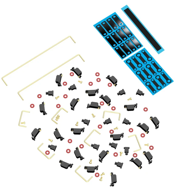 Alt view image 5 of 5 - DUROCK Stabilizer V3, Screw in Stabilizers with 2u 6.25u 7u Wires, PCB Mount Keyboard Stabilizers for Mechanical Keyboards (V3 Black Gold 100% Kit)