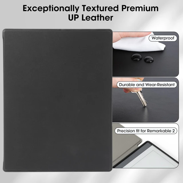 Alt view image 3 of 5 - Ex-Writing Case for Remarkable 2 Tablet 10.3", Full Protection Design, Exceptionally Textured Premium UP Leather, Book Folio Design, Lightweight and Minimalistic.(Black)