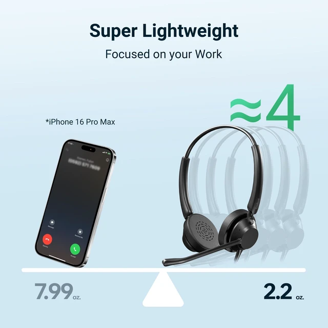 Alt view image 2 of 5 - Easilent Wired Work Headset with Mic for PC, USB Headset with Noise Canceling Mic & in-line Control for Meetings, Computer Headset for Work, Office, WFH, Teams, Zoom, 3.5mm/USB-A