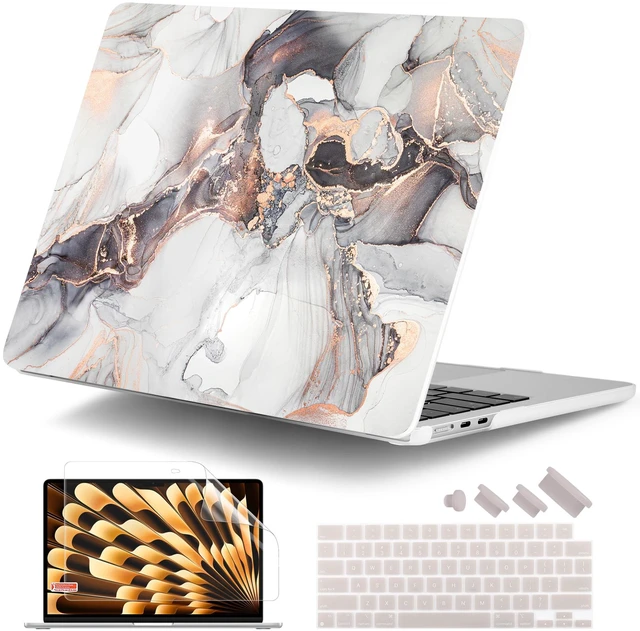 Main image of DONGKE Compatible with M5 MacBook Air 15 inch Case 2026 2025-2023 A3448 A3241 A3114 A2941 M4 M3 M2 Liquid Retina Display Touch ID, Protective Hard Shell Cover & Keyboard Skin - Abstract Marble