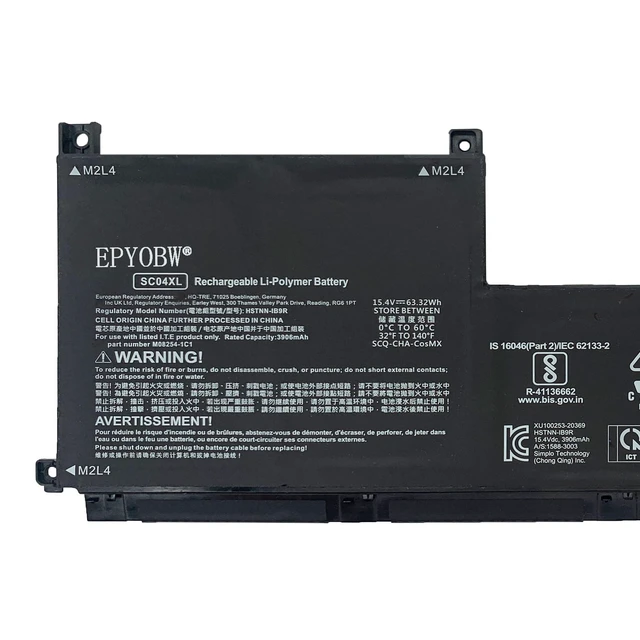 Alt view image 2 of 5 - EPYOBW SC04XL Laptop Battery 63.32Wh HSTNN-IB9R M07392-005 M08254-1C1