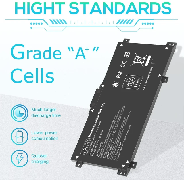 Alt view image 5 of 5 - LK03XL Battery for HP Envy X360 Convertible 17m-ae0xx 17-bw 17m-ae111dx 15m-bp1xx 15m-cn0xxx 15-cn0xxx 15m-cp0xxx 15m-cn0012dx 15m-cn0011dx 15m-bq021dx 15m-bp112dx 916368-421 l09281-855 916814-855