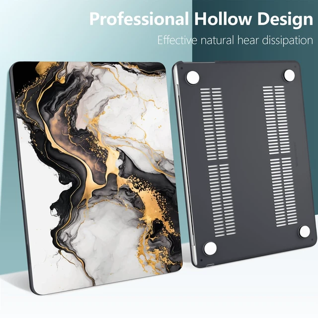 Alt view image 4 of 5 - DONGKE Compatible with M5 MacBook Air 15 inch Case 2026 2025-2023 A3448 A3241 A3114 A2941 M4 M3 M2 Liquid Retina Display Touch ID, Protective Hard Shell Cover & Keyboard Skin - Golden Marble