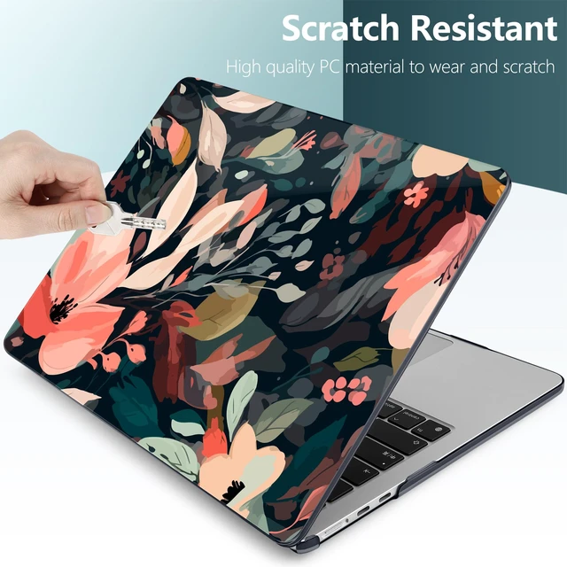 Alt view image 3 of 5 - DONGKE for MacBook Air 13 Inch Case M5 2026 M4 2025 M3 M2 2024-2022 A3449 A3240 A3113 A2681, Plastic Hard Shell & Keyboard Cover & Screen Film for MacBook Air 13.6 Inch Case - Painted Florals