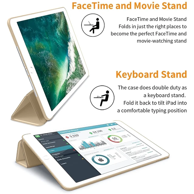 Alt view image 4 of 5 - DuraSafe Cases for iPad Air 2nd Gen 2014 9.7 inch Case A1566 MGLW2LL/A MGL12LL/A MH0W2LL/A A1567 MGKM2LL/A MH182LL/A MGKL2LL/A MGTY2LL/A MH1J2LL/A MGTX2LL/A MH2V2LL/A MH2W2LL/A - Brass Golden