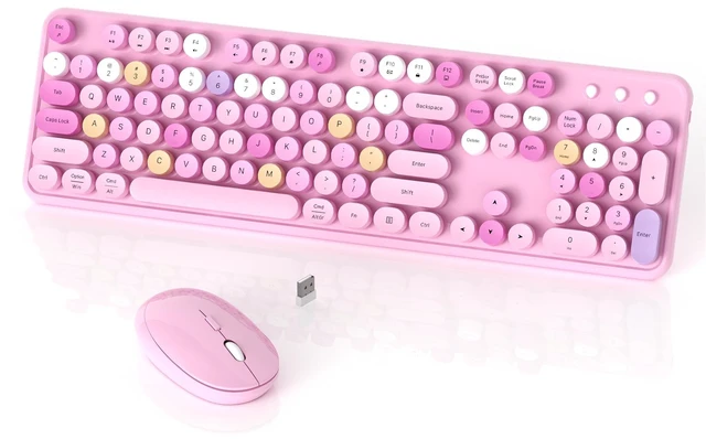 Main image of COVEVA Colorful Wireless Keyboard and Mouse Combo (Pink Colorful)