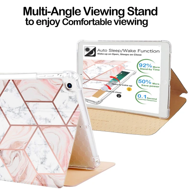 Alt view image 4 of 5 - DuraSafe Cases for iPad 10.2 9th 8th 7th Generation Case A2602 MK2K3LL/A MK2L3LL/A A2604 MK2N3LL/A MK2P3LL/A A2603 A2605 MK6A3LL/A MK693LL/A A2270 MYLC2LL/A A2428 A2429 A2430 A2197 - Marble Pink