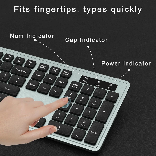 Alt view image 5 of 5 - MPTOG Wireless Keyboard and Mouse Combo for PC and Laptop (Gray)