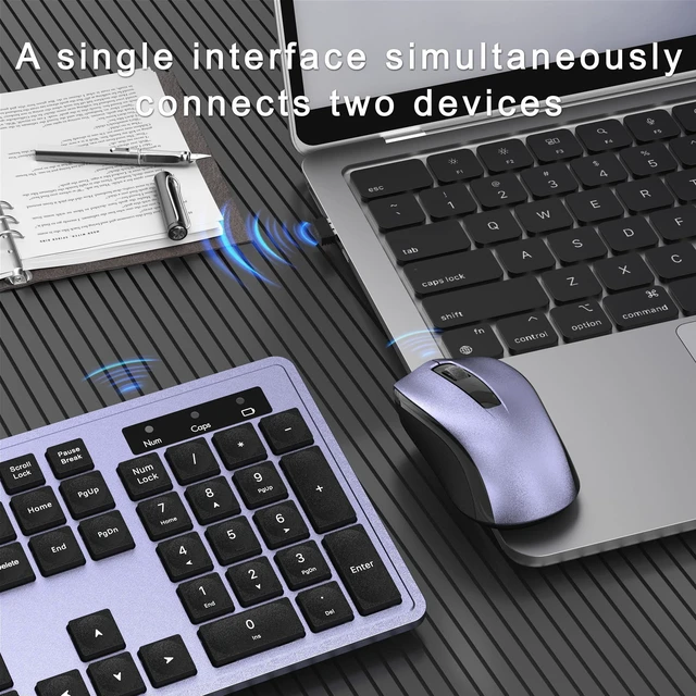 Alt view image 4 of 5 - MPTOG Wireless Keyboard and Mouse Combo for PC and Laptop (Purple)