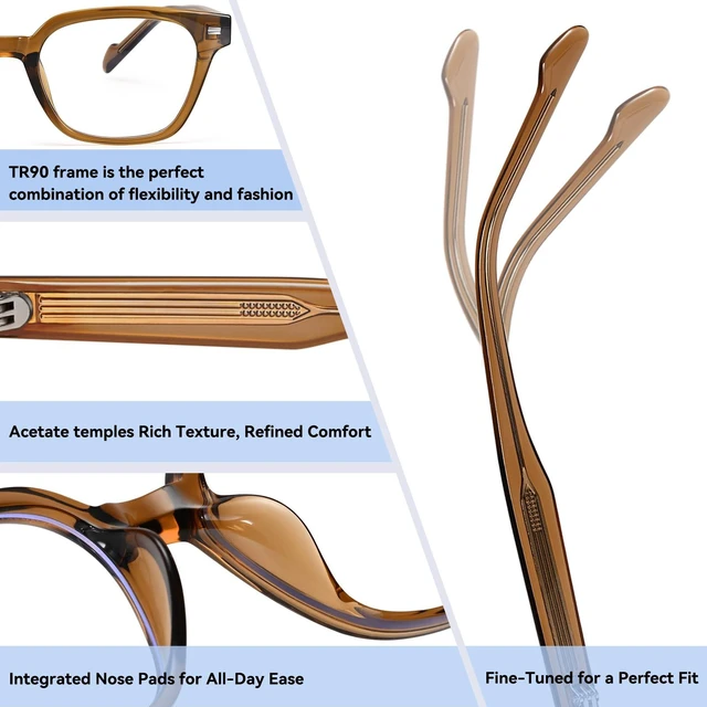 Alt view image 5 of 5 - Dollger Blue Light Glasses for Men Women Blue Light Blocking Computer Screen Glasses Men Clear Frames Eyeglasses Brown