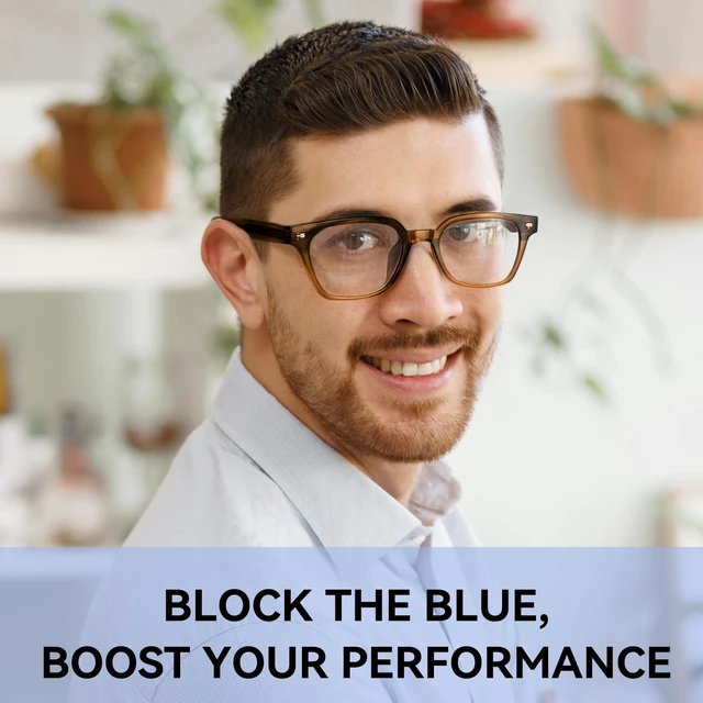 Alt view image 4 of 5 - Dollger Blue Light Glasses for Men Women Blue Light Blocking Computer Screen Glasses Men Clear Frames Eyeglasses Brown