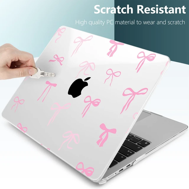 Alt view image 4 of 5 - DONGKE for MacBook Air 13 Inch Case M5 2026 M4 2025 M3 M2 2024-2022 A3449 A3240 A3113 A2681, Plastic Hard Shell & Keyboard Cover & Screen Film for MacBook Air 13.6 Inch Case - Pink Bows