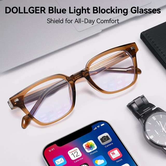 Alt view image 2 of 5 - Dollger Blue Light Glasses for Men Women Blue Light Blocking Computer Screen Glasses Men Clear Frames Eyeglasses Brown