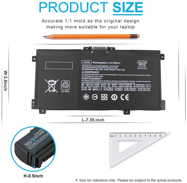 Alt view image 4 of 5 - LK03XL l09281-855 Battery for HP Envy X360 15-bp 15-bq 17-ae 17m-ae 17m-ae0xx 15m-bp112dx 15m-bp111dx 15m-bp011dx 15m-bp012dx 15m-bp1xx 15m-bq1xx 15m-cn0011dx 15m-cn0012dx L09280-855 916814-855