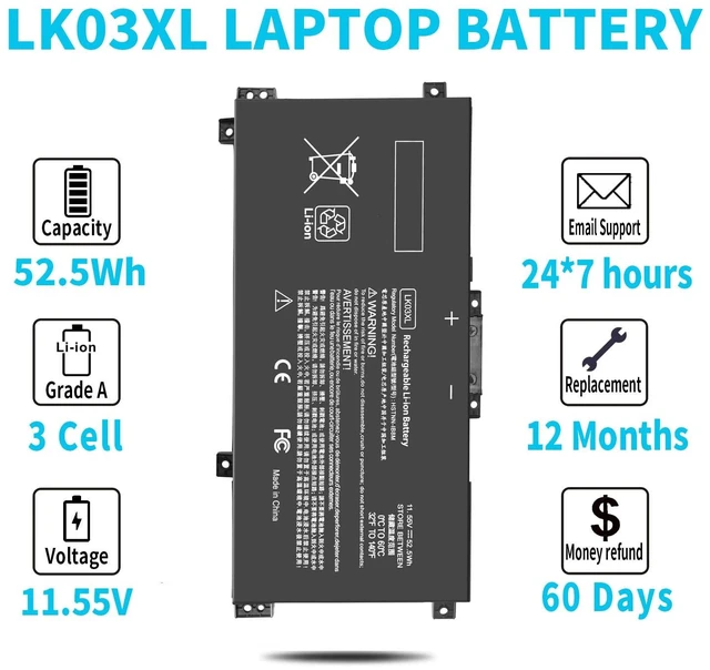 Alt view image 5 of 5 - LK03XL l09281-855 Battery for HP Envy X360 15-bp 15-bq 17-ae 17m-ae 17m-ae0xx 15m-bp112dx 15m-bp111dx 15m-bp011dx 15m-bp012dx 15m-bp1xx 15m-bq1xx 15m-cn0011dx 15m-cn0012dx L09280-855 916814-855