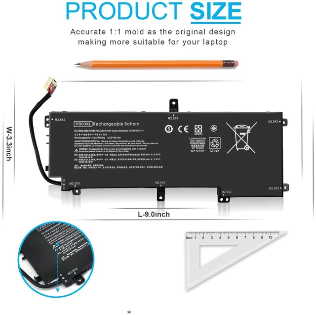 Alt view image 4 of 5 - 52Wh VS03XL 849313-856 Battery Replacement for HP Envy 15t-as100 15t-as000 15-as000 15-as100 15-as133cl 15-as043cl 15-as020nr 15-as031nr 15-as027cl 15-as182cl 849047-541 849313-850 HSTNN-UB6Y 11.55V