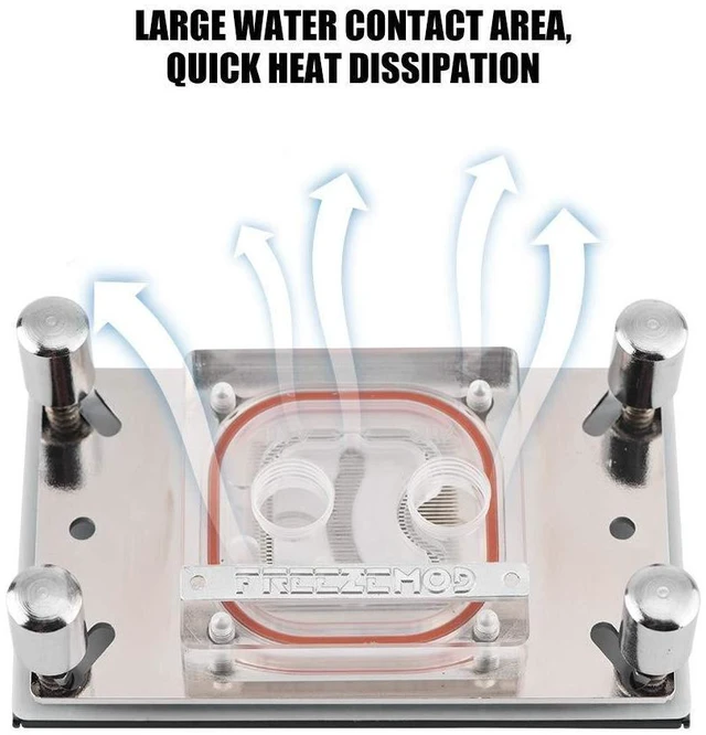 Alt view image 2 of 5 - CPU Water Block 55x55mm Copper Base, 0.3mm Micro CPU Water Cooler, Water Block Water Cooling Block for AM2 / AM2 + / AM3 / AM3 + / AM4 / FM2 + CPU