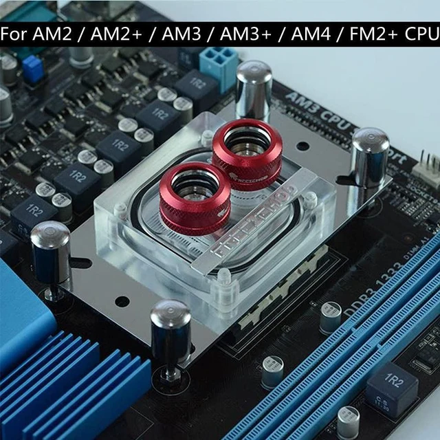 Alt view image 4 of 5 - CPU Water Block 55x55mm Copper Base, 0.3mm Micro CPU Water Cooler, Water Block Water Cooling Block for AM2 / AM2 + / AM3 / AM3 + / AM4 / FM2 + CPU