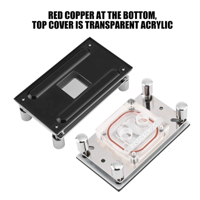 Alt view image 5 of 5 - CPU Water Block 55x55mm Copper Base, 0.3mm Micro CPU Water Cooler, Water Block Water Cooling Block for AM2 / AM2 + / AM3 / AM3 + / AM4 / FM2 + CPU
