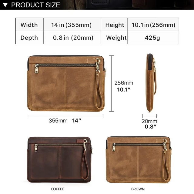 Alt view image 5 of 5 - CONTACTS Cowhide Leather 14.2" Slim Laptop Case 14" x 10" Briefcase Compatible with MacBook Pro 14" Large Document Bag Notary Bag