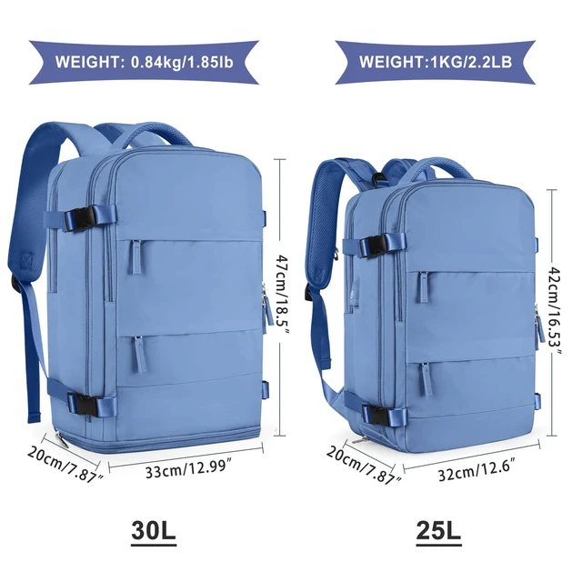 Alt view image 3 of 5 - coowoz Large Travel Backpack For Women Men,Carry On Backpack Flight Approved,Hiking Backpack Outdoor Rucksack Casual Daypack Fit 15.6 Inch Laptop Shoes Compartment (Sky Blue L)