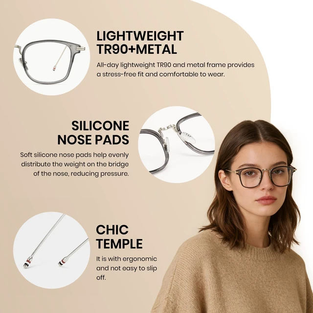 Alt view image 4 of 5 - Cyxus Blue Light Blocking Glasses for Woman, Reduce Eye Strain Office Working, Computer Use Studying 8235