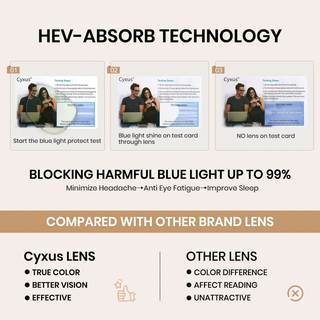 Alt view image 5 of 5 - Cyxus Blue Light Blocking Glasses for Woman, Reduce Eye Strain Office Working, Computer Use Studying 8235
