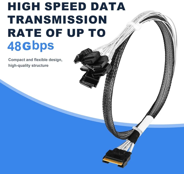 Alt view image 2 of 5 - DiliVing X8 to 8*,- 74P to 8* 7P, SlimSAS Host/RAID to SATA Target HD, 85CM Cable