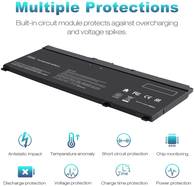 Alt view image 3 of 5 - 70Wh SR03XL SR04XL SRO4XL Laptop Battery for Hp 917678-171 917678-1B1 917678-2B1 917724-855 HSTNN-DB7W HSTNN-IB7Z HSTNN-IB72 TPN-C133 TPN-C134 TPN-Q193 15-CB000 15-CE015DX 15-CE000 15-DC0000 Series