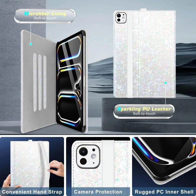 Alt view image 3 of 5 - Casewind for iPad Pro 13 Inch Case 2024(M4/7th Gen)Glitter iPad Pro 13 Case