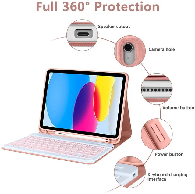 Alt view image 5 of 5 - COO Keyboard Case for iPad A16 11th/10th Gen, Detachable Bluetooth Keyboard