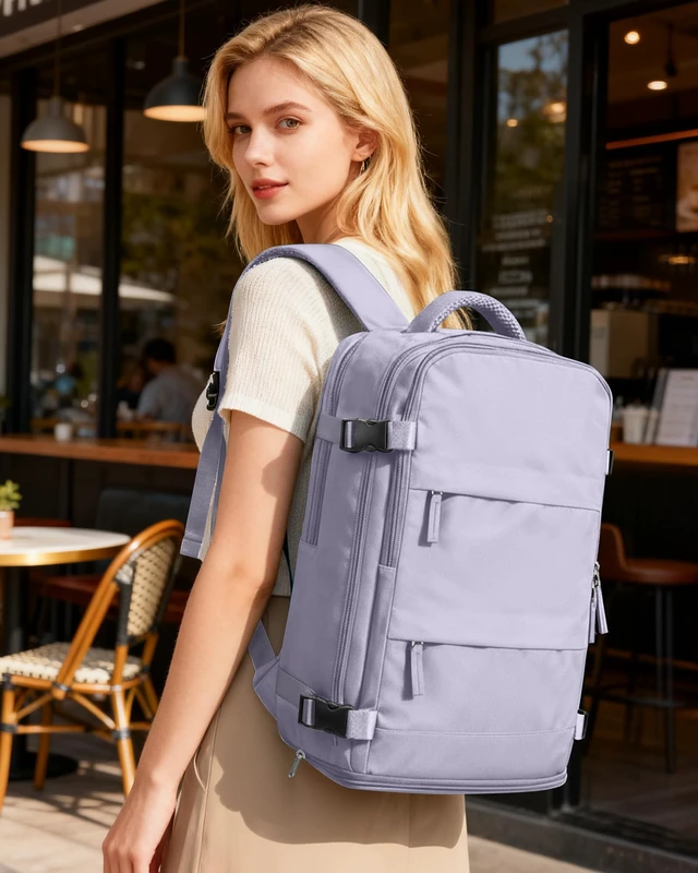 Alt view image 2 of 5 - coofay Large Carry On Backpack Flight Approved Personal Item Travel Backpack For Women Airline Approved Waterproof Sports Luggage Backpack Casual Daypack Small Hiking Backpack Purple Backpack