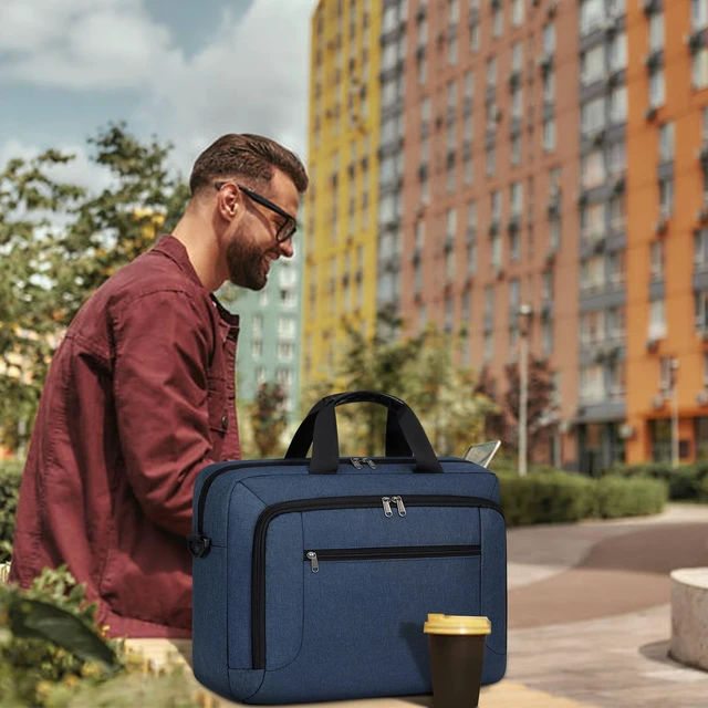 Alt view image 3 of 5 - Laptop Bag 17.3 Inch Laptop Briefcase for Men Work Laptop Case Computer Bag