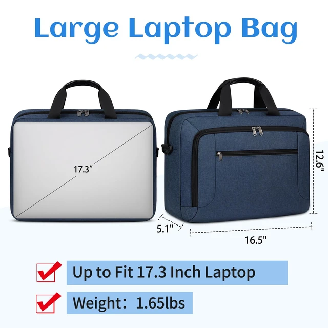 Alt view image 4 of 5 - Laptop Bag 17.3 Inch Laptop Briefcase for Men Work Laptop Case Computer Bag