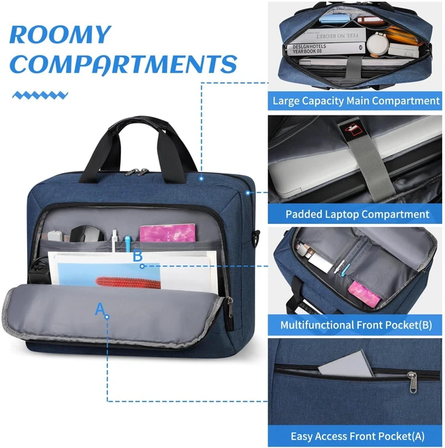 Alt view image 5 of 5 - Laptop Bag 17.3 Inch Laptop Briefcase for Men Work Laptop Case Computer Bag