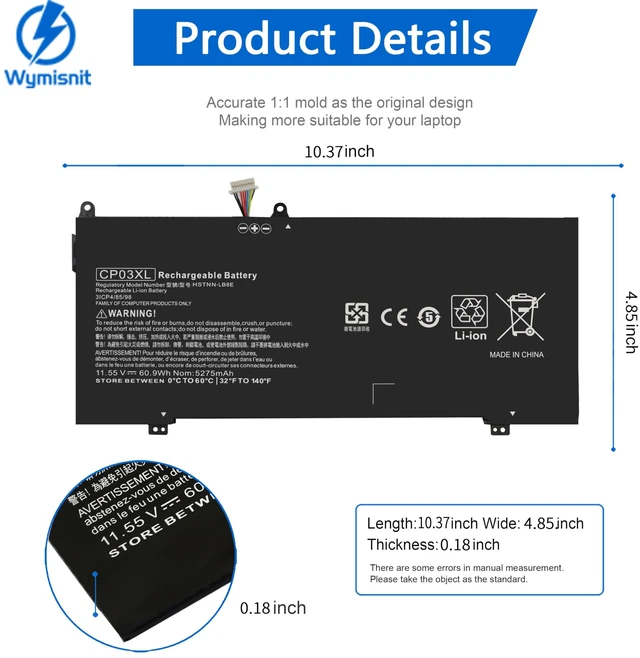 Alt view image 2 of 5 - CP03XL Battery for HP Spectre X360 13 13-ae0xx 13-ae013dx 13-ae014dx 13-ae011dx 13-ae012dx 13-ae000 13-ae049ng 13-ae040ng 13-ae006no 13-ae001ng Series 929066-421 929072-855 CPO3XL CP03060XL HSTNN-LB8